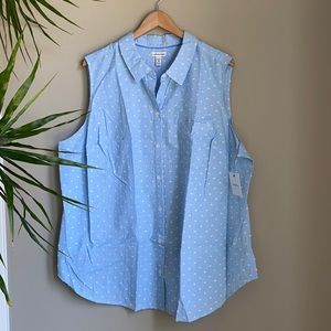 Sleeveless Blue Textured Print Top